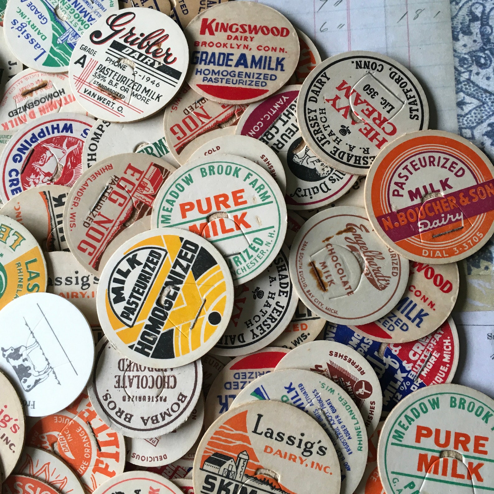 Milk Caps / 20 Vintage Milk Bottle Caps Assorted / Dairy Milk Etsy