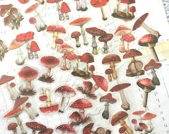 MUSHROOM Stickers 40 pc. MUSHROOM Stickers DIY Kit for Mixed Media, Collage, Journals, Altered Art