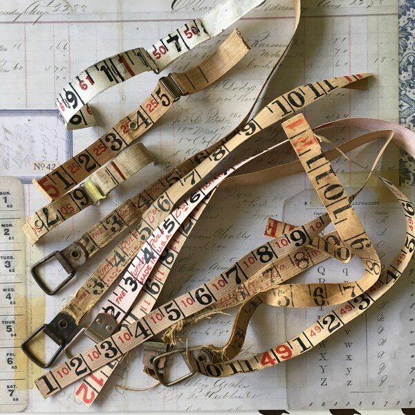 Tape Measure Pieces / Vintage Cloth Numbered Tape Assorted Pieces / De-Stash Tape Measure Pieces