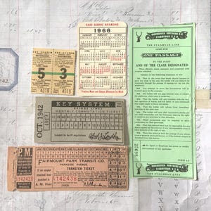 Train Tickets / 5 RARE Vintage Railroad Train Tickets & Ephemera Assorted Lot  -- Great for Smash Books, Journals, etc.