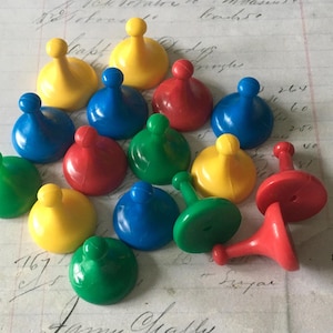Sorry! GAME Pieces / 16 Vintage Sorry! Game Pawns Full Set Replacement Game tokens — Great for Crafts, Altered Art, Mixed Media++