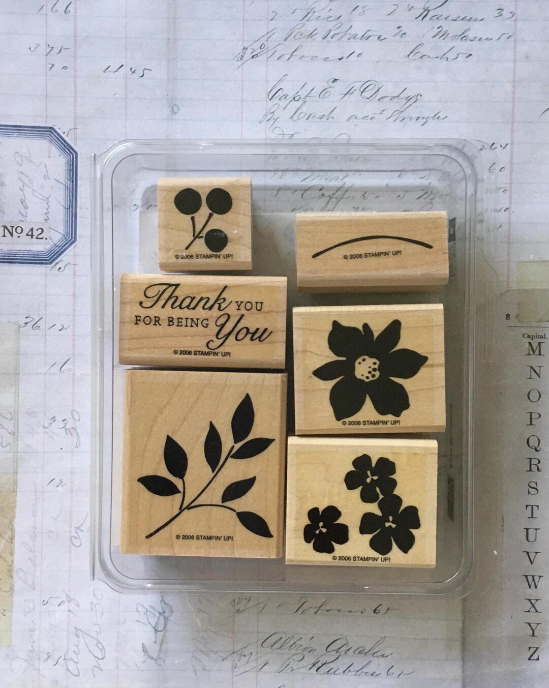 Stampin' up Stamp Set / 6 Vintage Wooden Rubber Stamps Mounted "best ...