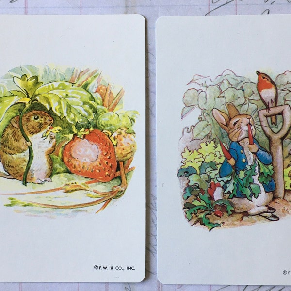 Peter Rabbit Cards / 2 Vintage Peter Rabbit Beatrix Potter Playing Cards by Hallmark Great for Mixed Media, Collage, Journals. New Condition