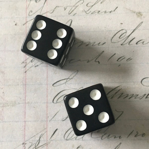 Black Dice / 2 CLUE Game Black Dice -- Great for Crafts, Replacements, Shadow Boxes, etc.