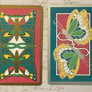 Butterfly Swap Cards / 2 Vintage Butterfly Playing Cards Great for Mixed Media, Collage, Scrapbooking, Journals, etc.