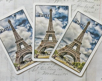 Eiffel Tower Cards / 3 Vintage Paris Eiffel Tower Swap Cards Great for Journals, Card Making, Paper Crafts, Collage==