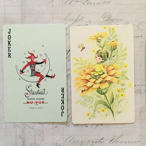 JOKER Cards / 2 Vintage FAIRY Cards JOKERS -- Great Ephemera for Collage, Altered Art, Journals