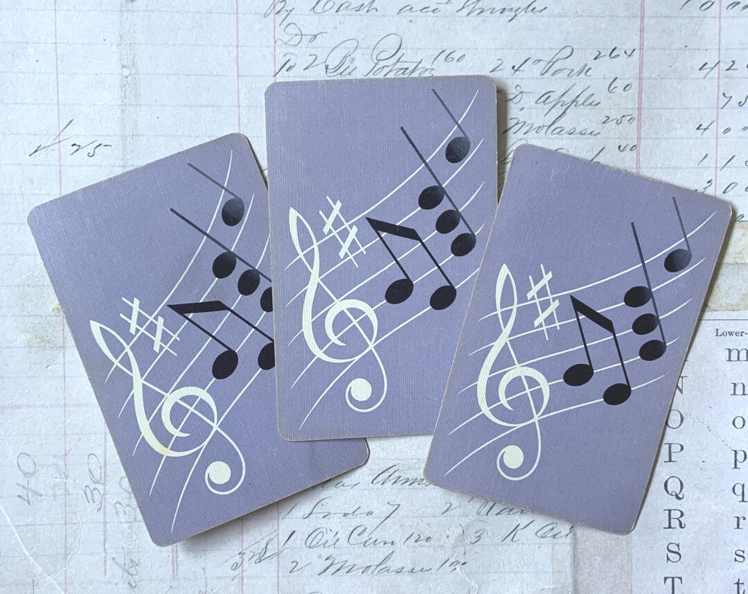 MOD Cards / 3 Vintage Music Notes Playing Cards -- Great for Journals ...