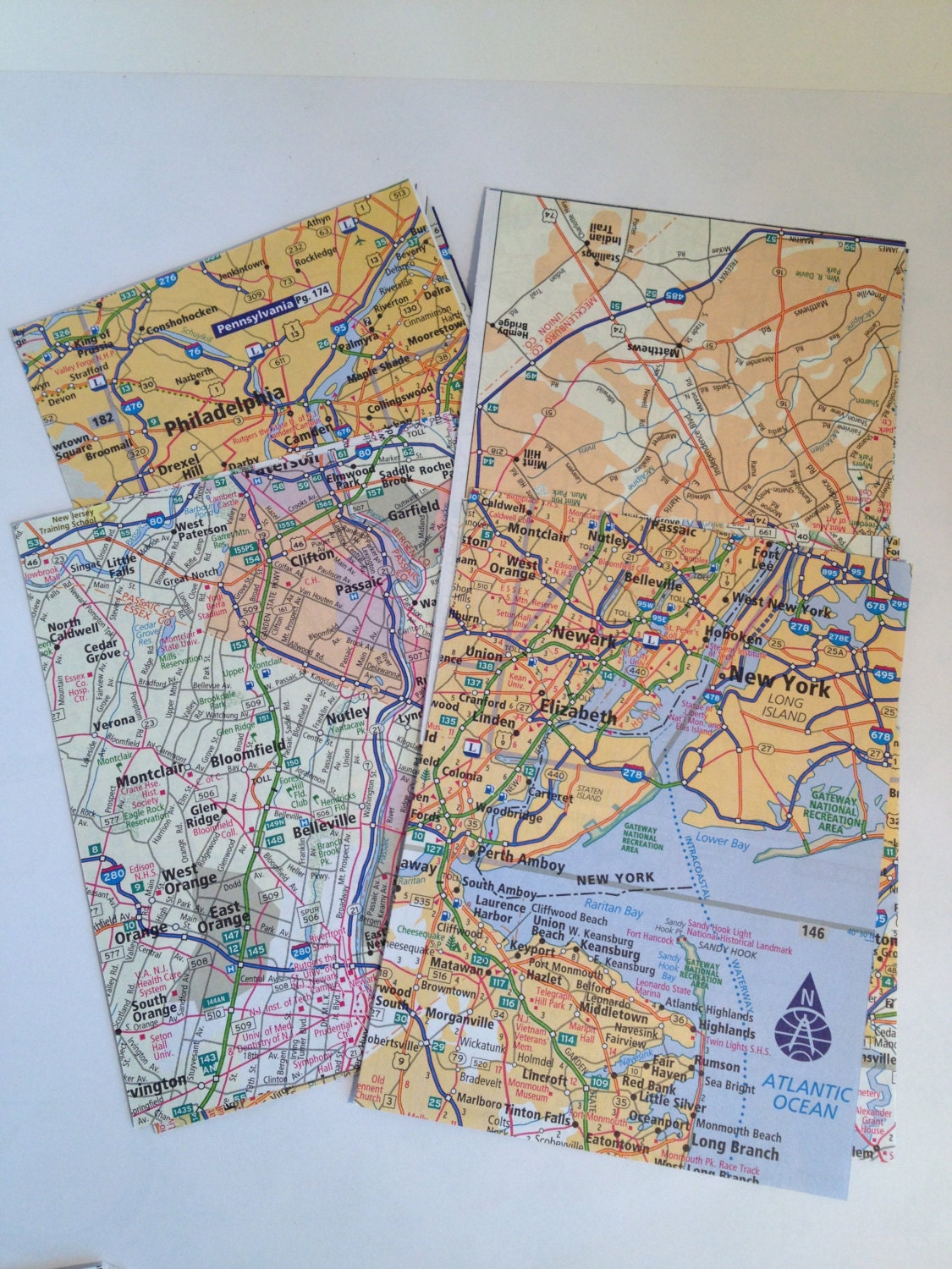 Map Pieces / Vintage Map Scraps 30 Pc. / MAP Scrap Pieces 4.5" X 6" / U ...