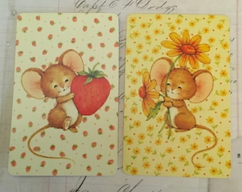 Mouse Cards / 2 Vintage Merry Mice Playing Cards by Hallmark Great for Mixed Media, Collage, Journals. New Condition