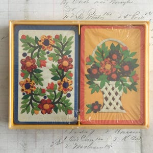 RETRO Cards / 2 Hallmark SEALED Decks Playing Cards Floral Double Decks -- Great for Collecting, Journals, Collage, Gift Giving++