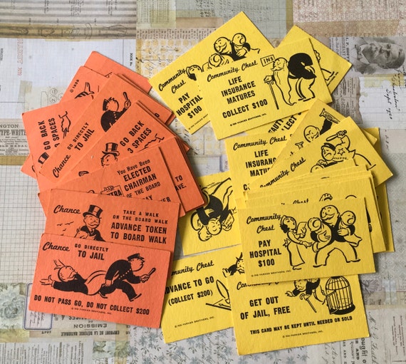 MONOPOLY Cards / 32 Vintage Community Chest & Chance Monopoly Etsy