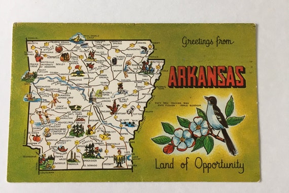 ARKANSAS Map POSTCARD / Vintage Greetings from ARKANSAS | Etsy