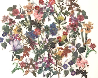Floral Stickers / 80 Floral stickers Vinyl Flowers Great for Altered Art, Collage, Scrapbooks, Journals, Smash Books++