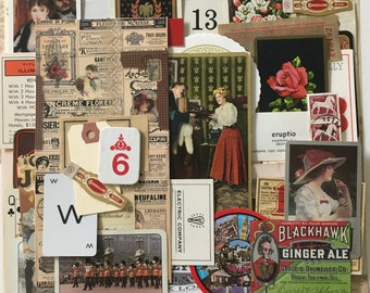 Scrap Pack / 60 pc. Vintage Scrap Pack Black & Red -- Great Mixed Ephemera for Collage, Altered Art, Scrapbooking, Journals++
