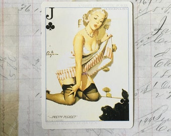 Woman Swap Card / 1 Vintage Woman Pin Up Playing Card — Great for Journals, Smash Books, Collage, etc.