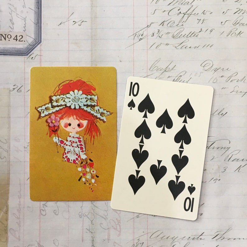 Girl Cards / 2 Vintage Playing Cards Cute Girls Great for Journals ...