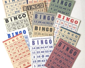 Printable BINGO Cards / **INSTANT DOWNLOAD**  13 Printable Assorted Bingo Cards / journal, collage clipart ***13 Images