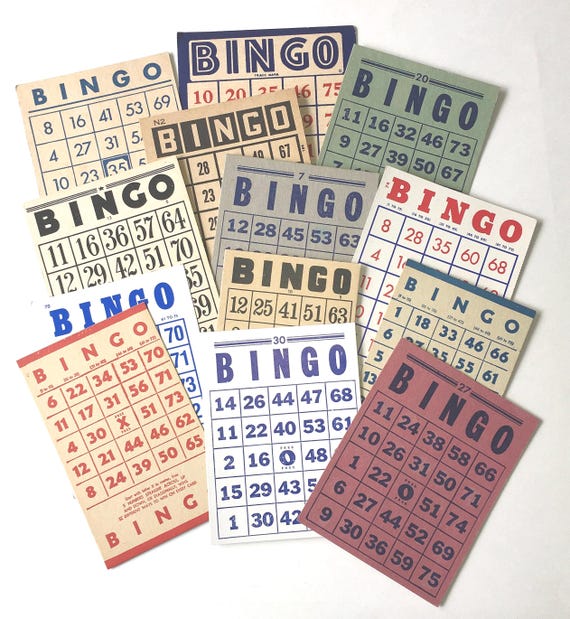 Printable BINGO Cards / **INSTANT DOWNLOAD**  13 Printable Assorted Bingo Cards / journal, collage clipart ***13 Images
