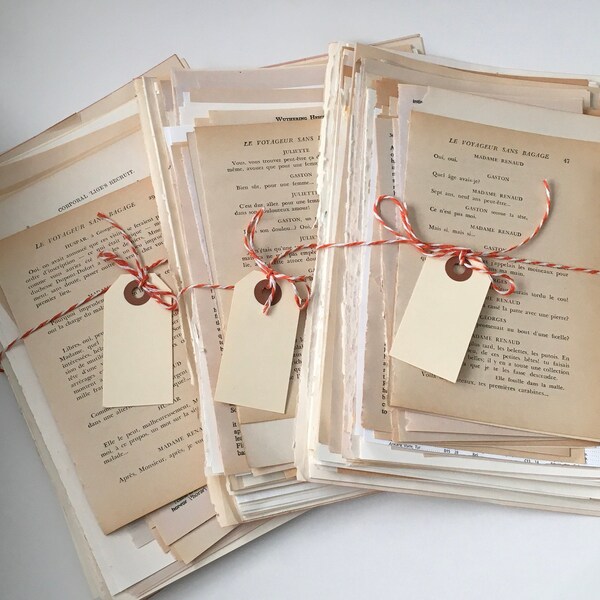 100 Book Pages Mixed Media / Vintage Novel Pages / Vintage Book Pages Paper Ephemera for Collage, Altered Art