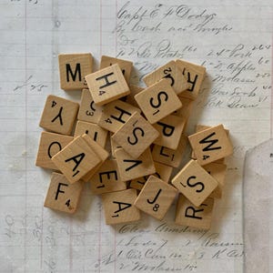 Scrabble Tiles / 30 Vintage Scrabble Letter Game Pieces -- Great for Arts & Crafts, Shadow Boxes, Mixed Media, etc.