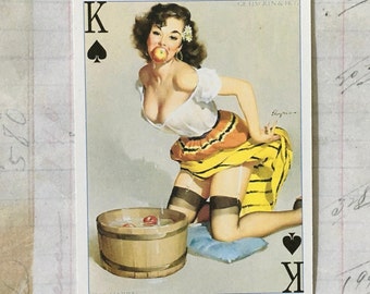 Woman Swap Card / 1 Vintage Woman Pin Up Playing Card — Great for Journals, Smash Books, Collage, etc.