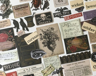 Halloween Scrap Pack / 2022 Tim Holtz Halloween Kit 114 pcs. MIxed Media Halloween Scrap Pack for Collage, Journals, Cards++