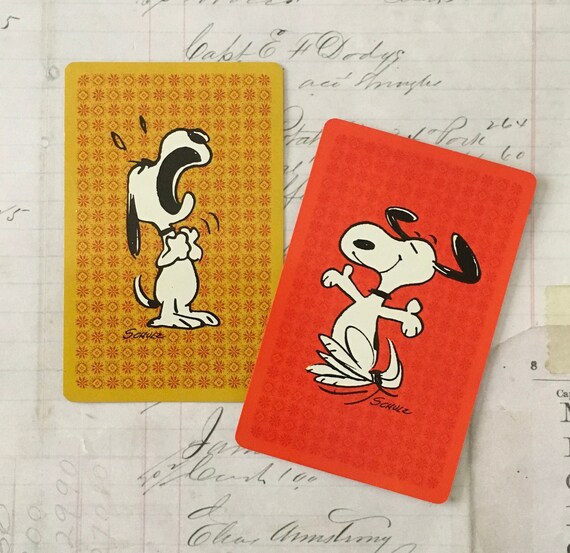 Snoopy Cards 2 Vintage Snoopy Playing Cards By Hallmark Etsy