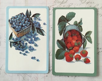 Berry Cards / Vintage Strawberry & Blueberry Playing Cards by Hallmark Very Good Condition