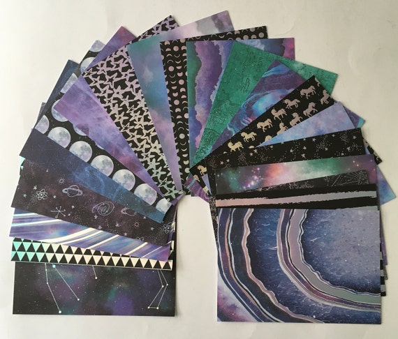 Card Stock / 20 Sheets Stargaze Blue 4.5 X 6.5 Chic Paper Sheets Card Stock  Paper Galaxy Style New 