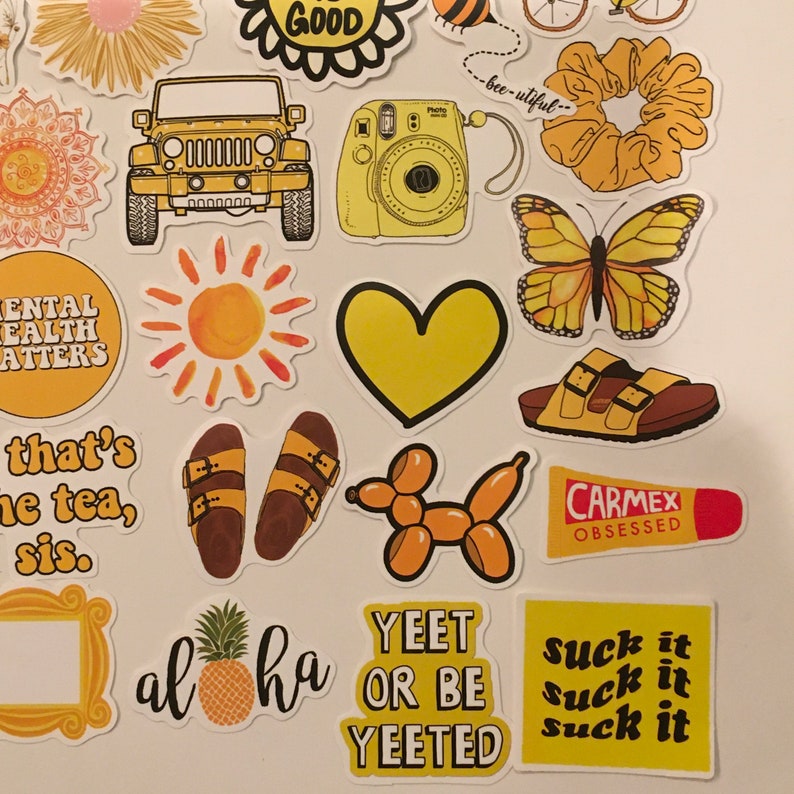 STICKERS / 50 Hydro flask Stickers VSCO girl for Laptop, Skateboard, Phone, Journals,Collage, Mixed Media, Crafts, etc. On SALE image 5