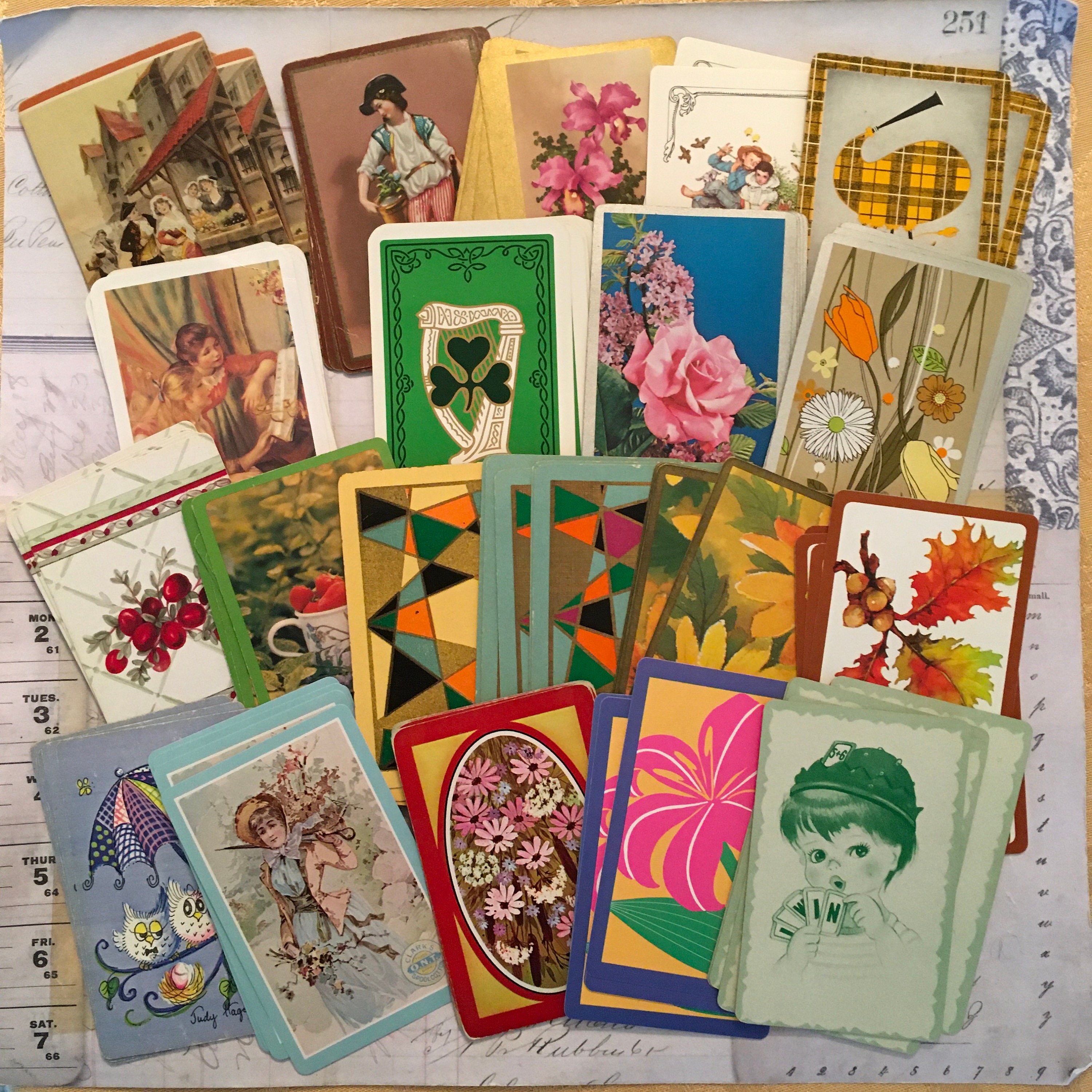 Swap Cards / 100 Vintage Playing Cards Mixed Ephemera for Etsy