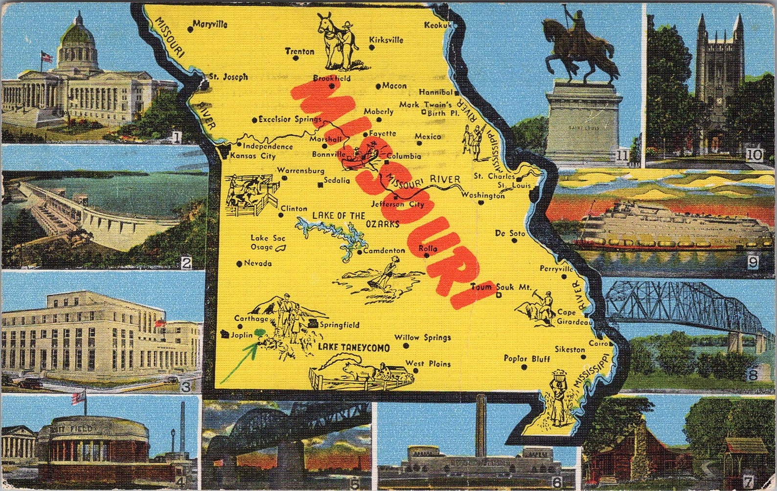MISSOURI POSTCARD / Vintage MISSOURI Map Postcard Used Posted Etsy UK