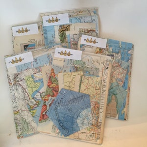 MAP Pages / 20 Pc. Vintage Map Scrap Pack / Map Scrap Kit DIY for Collages, Journals, Mixed Media, Altered Art, Crafts, etc.