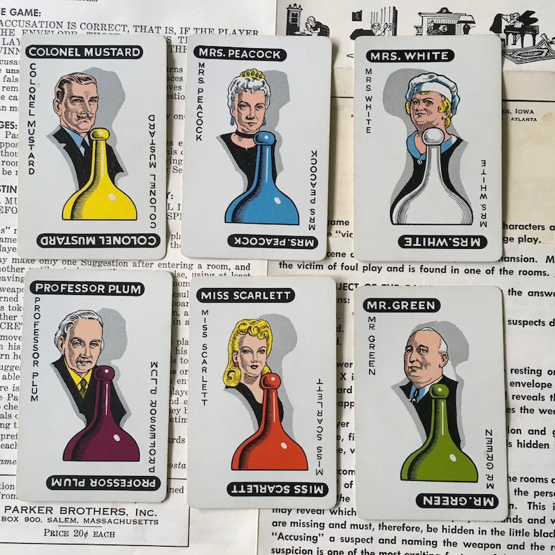 CLUE Game Pieces / 30 Pc. Vintage Clue Game Pieces / Clue Etsy