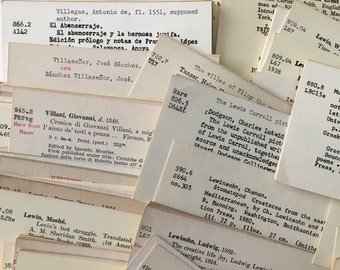 Library Cards / 25 Vintage Library Catalog Cards -- Great for Weddings, parties, Card Making, Journals, Collage, etc.