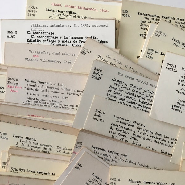 Library Cards / 25 Vintage Library Catalog Cards -- Great for Weddings, parties, Card Making, Journals, Collage, etc.