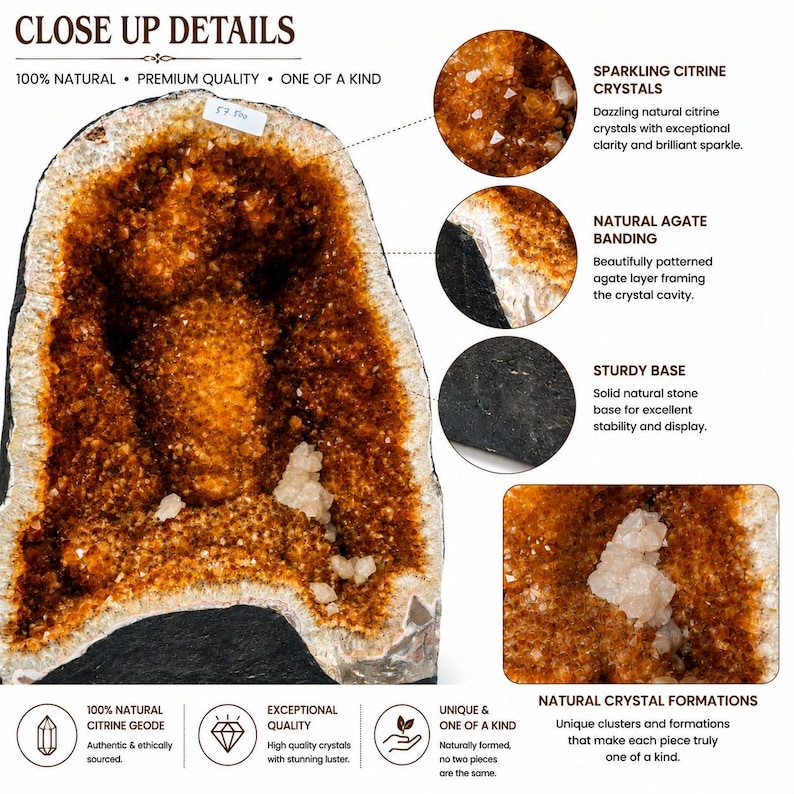 Natural Citrine Cathedral Geode, Large Crystal Cave Tower, Museum ...