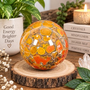 100mm King Cobra Jasper Sphere – High Polish Orbicular Gemstone for Meditation (1kg)