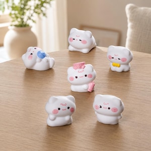 Cute Cat Mini Figurines Set | Kawaii Kitten Desk Decor, Miniature Clay Animal Ornaments for Office School Study Home Decoration,Gift for Her