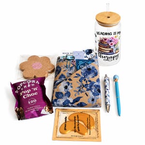 Reader Signature Box | Blind Date with a Book Gift Box | Book Lover Gift | Cozy Reading Box | Reading Journal, Glass Cup & Tea | Bookish Gif