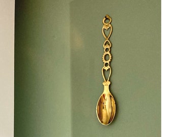 Vintage Brass Love Spoon, Brass Spoon, Welsh Love Spoon, Romantic Decor, Cottage Decor, Kitchen Wall Decor, Wedding Gift, Anniversary Gift