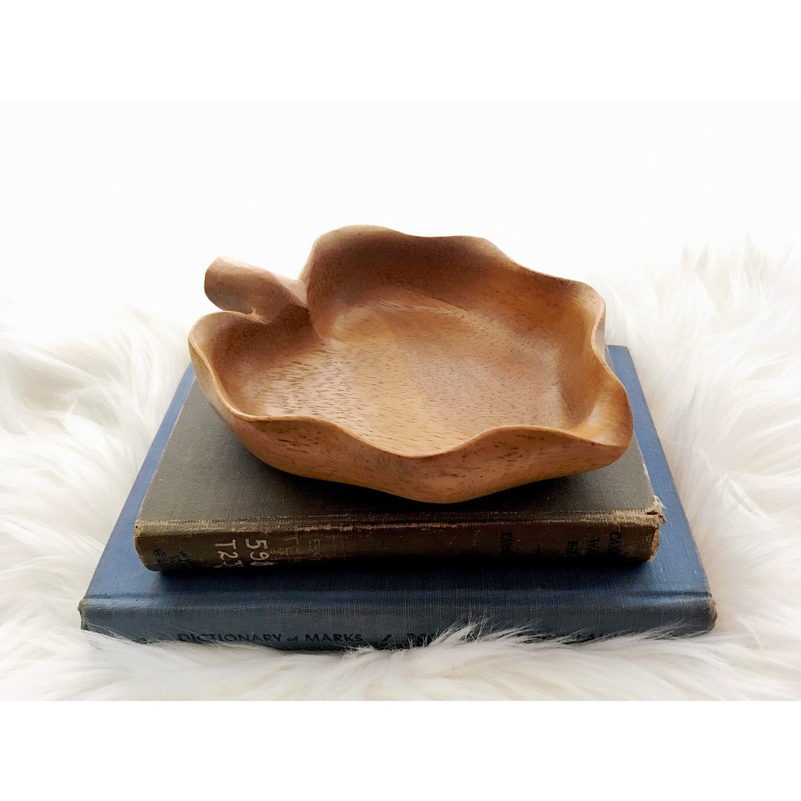 Vintage Wood Leaf Dish Leaf Shaped Bowl Carved Bowl Folk Etsy