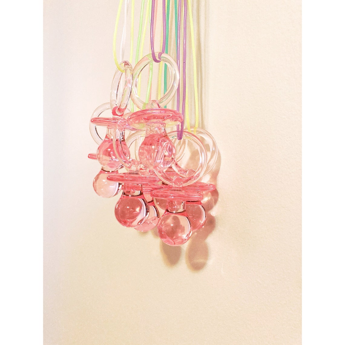 Baby Pacifier Charm Necklace Pink Pacifier 90s Style 90s Etsy