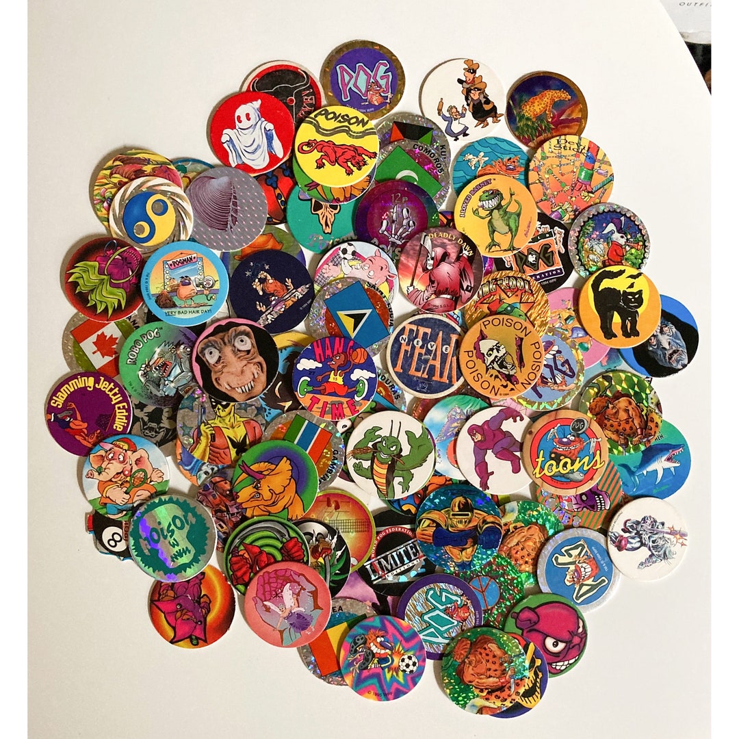 Vintage Pog Set, Random Pogs, Pogman, 90s Pogs, Collectible Pogs, Pog