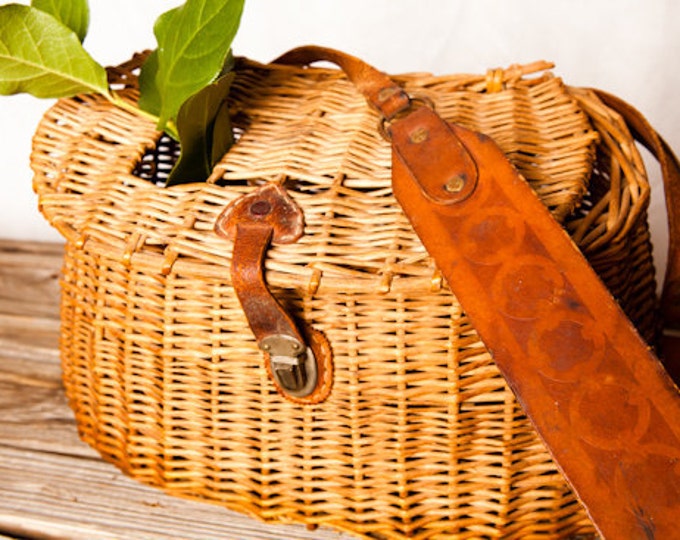 Antique Fishing Basket Etsy