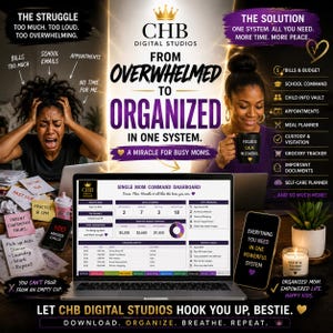 Single Mom Survival Command Center | Budget, Schedule, Co-Parenting Excel Spreadsheet (Digital Download)