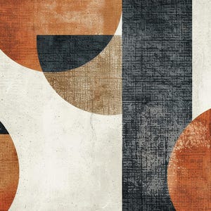 Terracotta Abstract Geometric Wall Mural | Mid century modern Wallpaper (Peel and Stick, Non-Woven)