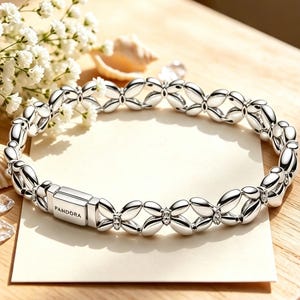 Bracciale Pandora con catena a farfalla, bracciale in argento sterling 925, bracciale di lusso impilabile, gioielli minimalisti da donna, regalo di compleanno per lei