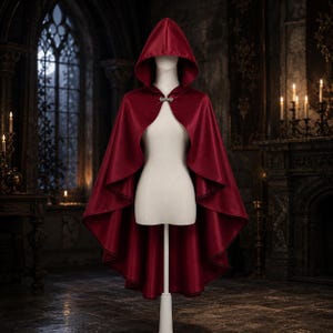 Hooded Cape Cloak, Gothic Renaissance Costume, Medieval Fantasy Halloween Cosplay